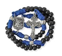 Nazareth Store Chapelet en paracorde Saint-Michel, collier chapelet robuste, cordon solide, crucifix du pardon catholique (Blue)
