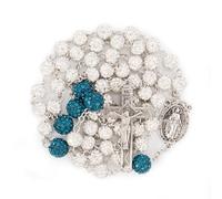 Nazareth Store Chapelet en perles de cristal avec strass, collier catholique avec médaille miraculeuse en argent et crucifix INRI, chapelets multicolores dans un coffret cadeau, 22 ", Verre, Pas de
