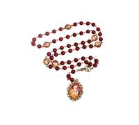 Nazareth Store Chapelet en Perles de Pierre Agate Rouge Notre-Dame des Douleurs avec Médaille Époxy des Sept Douleurs 53