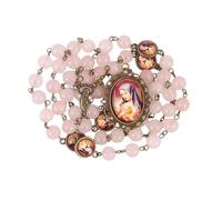 Nazareth Store Chapelet en Perles de Pierre Quartz Rose Notre-Dame des Douleurs avec Médaille des Sept Douleurs Époxy 53