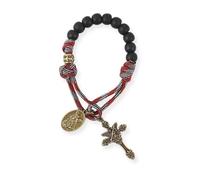 Nazareth Store Chapelet Paracorde Bronze Antique avec Perles Noires Poche Voiture Médaille Saint Michel et Croix 28