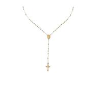 Nazareth Store Chapelet Plaqué Or 18K avec Médaille Notre-Dame de Guadalupe Crucifix Perles 4 mm Bijou Religieux Femme 16