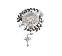 Nazareth Store Chapelet Saint Michel Hématite Perles Pierre Noire & Boîte Métallique Cadeau Religieux pour Hommes et Femmes 55
