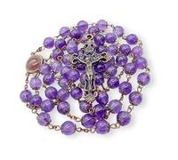 Nazareth Store Chapelet Vintage en Améthyste 8mm avec Médaille de Terre Sainte et Crucifix, Chapelet Religieux Jérusalem 55