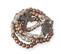 Nazareth Store Collier chapelet en paracorde perlée Médaille Saint Michel Perles en métal solide de 10 mm Chapelet catholique Notre Père avec crucifix du pardon (Perles en Alliage de Cuivre)