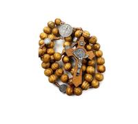 Nazareth Store Médaille de Saint Benoît de Protection contre le Mal avec Croix Chapelet en Perles de Bois Bijoux Religieux 50
