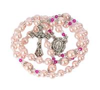 Nazareth Store perles vertes perles chapelet collier catholique avec médaille miraculeuse croix crucifix chapelets de ton argent dans un sac de velours