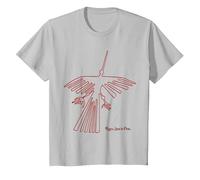 Nazca Lines The Condor T-Shirt Motif Glyph péruvien T-Shirt, Enfant, Argent, 4 Ans