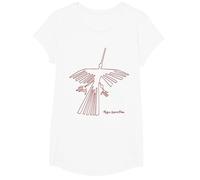 Nazca Lines The Condor T-Shirt Motif Glyph péruvien T-Shirt, Fille, Blanc, S