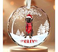 NAZENTI Décoration de Noël personnalisée en verre Mastiff anglais, ornements de chien avec nom, cadeaux pour chiens, maman, chiens, papa, décoration d'arbre de Noël 75