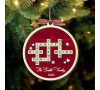 NAZENTI Mots croisés personnalisés en bois ornement familial, ornements de Noël personnalisés à suspendre avec noms, cadeaux de pendaison de crémaillère A02