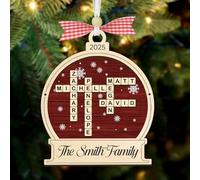 NAZENTI Mots croisés personnalisés en bois ornement familial, ornements de Noël personnalisés à suspendre avec noms, cadeaux de pendaison de crémaillère A05