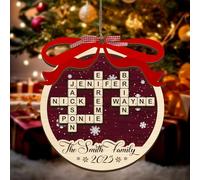 NAZENTI Mots croisés personnalisés en bois ornement familial, ornements de Noël personnalisés à suspendre avec noms, cadeaux de pendaison de crémaillère A04
