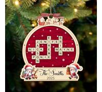 NAZENTI Mots croisés personnalisés ornement familial en bois, ornements de Noël personnalisés à suspendre avec noms, cadeaux de pendaison de crémaillère A01