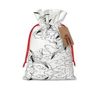 Nazhpo Sacs cadeaux de Noël à imprimé grue japonaise, sacs cadeaux avec cordon de serrage, sac de rangement pour bonbons, fête réutilisable