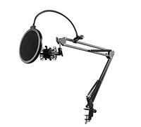 NB-35 Bras de microphone avec kit de montage sur table et pare-brise, col de cygne en métal flexible, support pivotant réglable, clip standard, construction entièrement en acier, type pliable pour un
