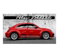 NB-BRUSH01-2 BANDES BAS DE CAISSE COMPATIBLE NEW BEETLE CHOUPETTE COCCINELLE HERBIE 53 AUTOCOLLANTS STICKERS RACING LE MANS RALLYE (MAT BLACK)