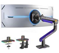 NB ERGONOMIC Support Ecran PC RGB pour écrans Plats Ultrawide Incurvés de 32 à 60 Pouces, Bras pour Moniteur Charge Maximale 20 kg, VESA 75x75 & 100x100 mm (Violet)