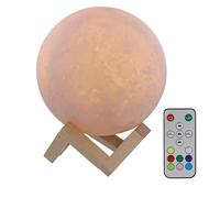 ’nB Moon - Veilleuse Lune avec Enceinte Sans Fil, Diffusion de Musique par Bluetooth, Socle en Bois, Lumière personnalisable