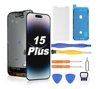 NB+ OLED Screen for iPhone 15 Plus Replacement Screen [Soft OLED, Not Hard LCD], 3D Touch Display Full HD Digitizer Assembly with Repair Tools Kit, Waterproof Adhesive, Screen Protector