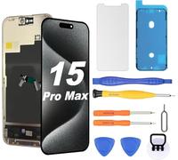 NB+ OLED Screen for iPhone 15 Pro Max Replacement Screen [Soft OLED, Not Hard LCD], 3D Touch Display Full HD Digitizer Assembly with Repair Tools Kit, Waterproof Adhesive, Screen Protector