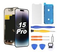 NB+ OLED Screen for iPhone 15 Pro Replacement Screen [Soft OLED, Not Hard LCD], 3D Touch Display Full HD Digitizer Assembly with Repair Tools Kit, Waterproof Adhesive, Screen Protector