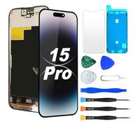 NB+ OLED Screen for iPhone 15 Pro Replacement Screen [Soft OLED, Not Hard LCD], 3D Touch Display Full HD Digitizer Assembly with Repair Tools Kit, Waterproof Adhesive, Screen Protector