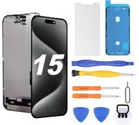 NB+ OLED Screen for iPhone 15 Replacement Screen [Soft OLED, Not Hard LCD], 3D Touch Display Full HD Digitizer Assembly with Repair Tools Kit, Waterproof Adhesive, Screen Protector