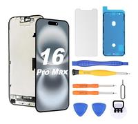 NB+ OLED Screen for iPhone 16 Pro Max Replacement Screen [Soft OLED, Not Hard LCD], 3D Touch Display Full HD Digitizer Assembly with Repair Tools Kit, Waterproof Adhesive, Screen Protector