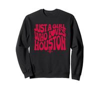 NBA Juste Une Fille Qui Aime Houston, Logo Vague Rouge Sweatshirt