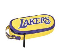 NBA Trousse Ovale organisée Officielle NBA, légère et compacte, avec Poche intérieure et séparateur avec Passants élastiques, idéale pour la Papeterie, 22 x 9,5 x 5,5 cm, Jaune, Casual