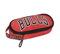 NBA Trousse Ovale organisée Officielle NBA, légère et compacte, avec Poche intérieure et séparateur avec Passants élastiques, idéale pour la Papeterie, 22 x 9,5 x 5,5 cm, Rouge, Casual