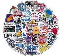 NBA - US Basketball - Lot de 50 autocollants découpés en vinyle pour ordinateurs portables, téléphones, étuis de téléphone, consoles, murs, bagages, livres