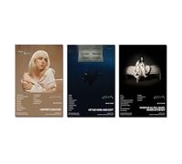 NBAAVBJV Billie Eilish Lot de 3 affiches en édition limitée sans cadre 20 x 30 cm - Décoration pour chambre à coucher, bureau, chambre à coucher