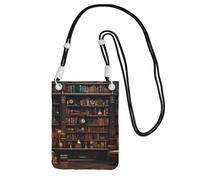 NBAGHPQ Bibliothèque Bibliothèque Imprimée Mode Téléphone Sac à Bandoulière Léger Imperméable Voyage Course Shopping Pouch, Noir , Taille unique