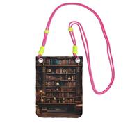 NBAGHPQ Bibliothèque Bibliothèque Imprimée Mode Téléphone Sac à Bandoulière Léger Imperméable Voyage Course Shopping Pouch, Fuchsia, Taille unique