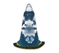 NBAGHPQ Cape à capuche avec imprimé paysage avec montagnes et nuages pour carnavals, cosplay, festival, événements en plein air, vêtements de mode
