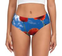 NBAGHPQ Coquelicots sur le ciel bleu imprimé pour femme - Slip respirant pour tous les jours - Doux pour la peau - Polyvalent, Noir , 4XL