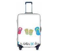 NBAGHPQ Flip Flops Calligraphie Chaussures de Plage Imprimé Universel Élégant Valise Housse Élastique Lavable Anti-Rayures Bagages Protecteur, blanc, L