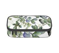 NBAGHPQ Grande trousse de rangement avec imprimé feuilles d'eucalyptus vertes pour adolescents, étudiants, adultes