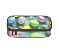 NBAGHPQ Grande trousse de rangement avec imprimé Happy Easter Holiday - Pour adolescents, étudiants, adultes