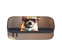 NBAGHPQ Grande trousse de rangement avec lunettes motif chihuahua pour adolescents, étudiants, adultes