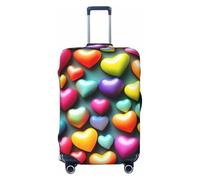 NBAGHPQ Housse de protection élastique double face pour valise, housse de protection unique pour valise, motif cœurs arc-en-ciel colorés, Noir , XL
