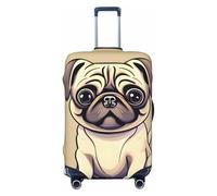 NBAGHPQ Housse de protection élastique double face pour valise, motif carlin, chiot, carlin, drôle, Noir , S