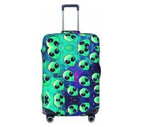 NBAGHPQ Housse de protection élastique double face pour valise, motif extraterrestres verts, protection unique, Noir , S