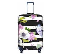 NBAGHPQ Housse de protection élastique lavable anti-rayures pour valise Motif fleurs et papillons 1, blanc, XL