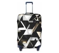 NBAGHPQ Housse de protection pour valise, élastique, lavable, anti-rayures, motif triangle, noir, blanc, doré, blanc, L