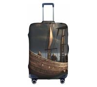 NBAGHPQ Housse de protection universelle pour valise, élastique, lavable, anti-rayures Motif bateau pirate nordique, blanc, M