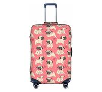 NBAGHPQ Housse de protection universelle pour valise, élastique, lavable, anti-rayures, motif carlin, chiot, blanc, XL