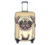 NBAGHPQ Housse de protection universelle pour valise, élastique, lavable, anti-rayures, motif carlin, chiot, blanc, M